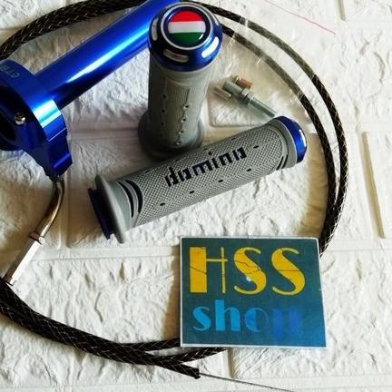 Gas Spontan 1 Kabel + Handgrip domino Jalu + 1 Kabel Gas Serat = Mio Sporty, Beat Karbu, Xeon Karbu,