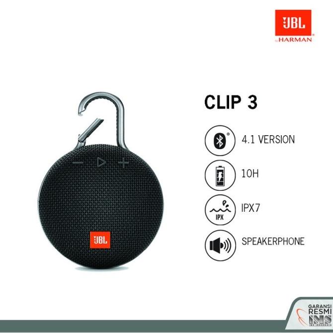 Sale Bluetooth Speaker Portable JBL CLIP 3 - Wireless Extra Bass Resmi IMS /SPEAKER BLUETOOTH/SPEAKER AKTIF/SPEAKER BLUETOOTH BASS/SPEAKER FULL BASS
