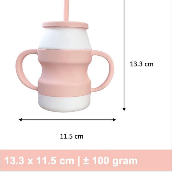 LIGERA Silicone Baby Yakult Sippy Cup Training with Straw BPA FREE - Peach