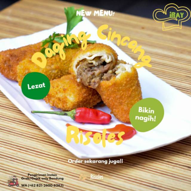 

RISOLES FROZEN IBAY|DAGING CINCANG|LEZAT Isi 6 khusus Grab/Gojek only Bandung