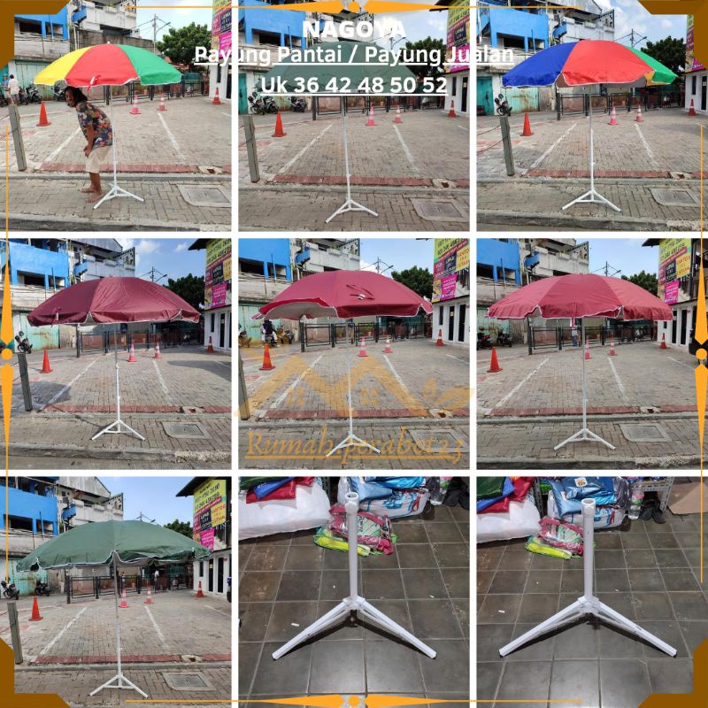 NAGOYA Payung Pantai Ukuran 36 42 46 48 50 52  / Payung Tenda / Payung Jualan / Payung Pantai Double
