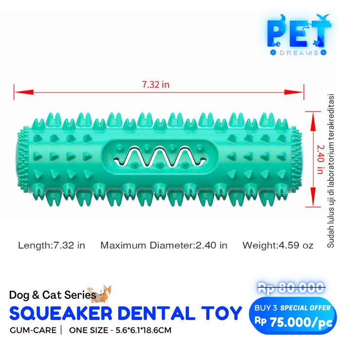 MAINAN BUNYI GIGITAN ANJING PEMBERSIH GIGI TOOTHBRUSH DOG DENTAL TOY