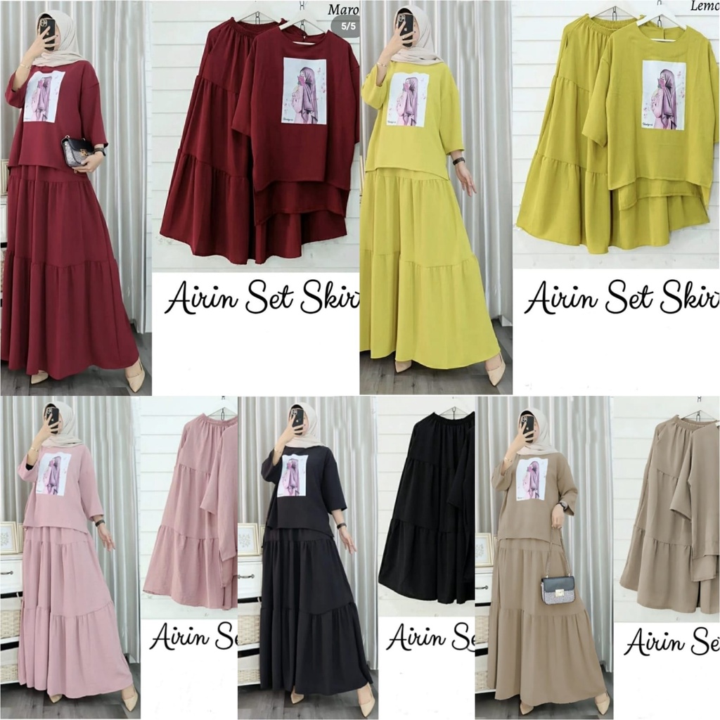 SETELAN WANITA CANTIK CASUAL TRENDY SET ROK AIRIN CK