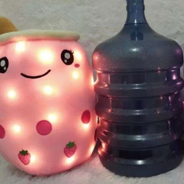 Boneka boba JUMBO milk tea brown sugar ukuran jumbo bahan yelvo SNI - PiNk LED