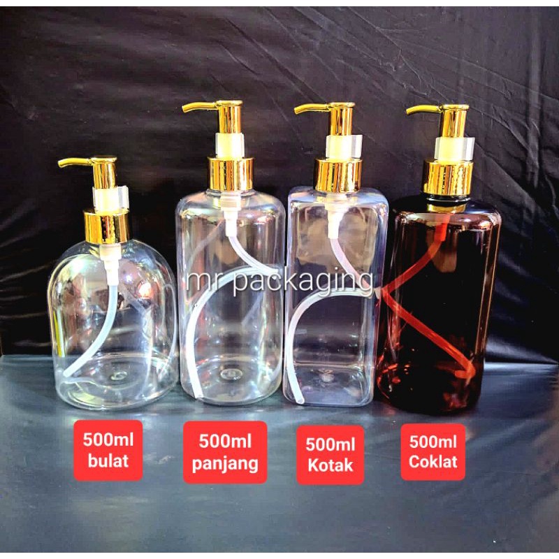 Botol Pump 500ml (Tekan) + Tutup GOLD EMAS LUXURY / Wadah Handsantinizer Gel Cair