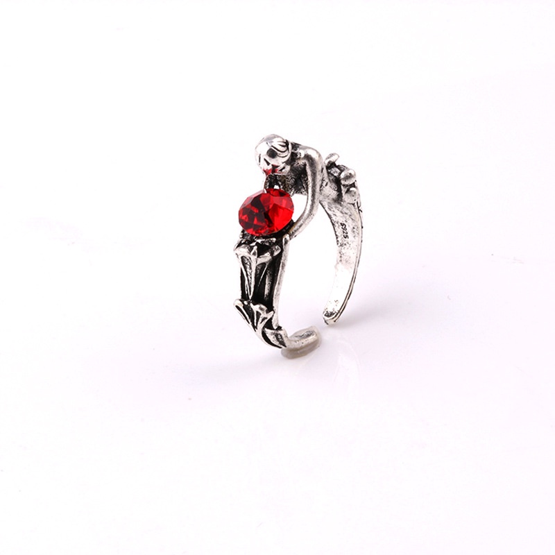 Cincin Berlian Bahan Alloy Warna Merah Untuk Pasangan