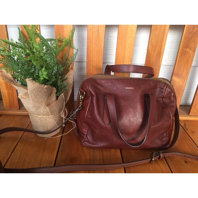tas fossil sydney satchel jadul vintage buyut selempang cross body coklat preloved second bag vrv vr