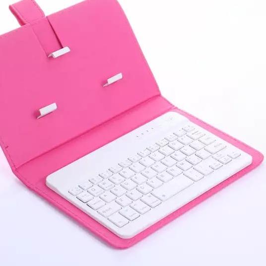 KEYBOARD MINI BLUETOOTH FOR MOBILE PHONE TABLET SMART TV LEATHER CASE - PINK MINI