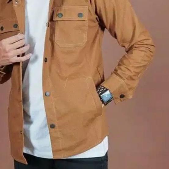 TRUCKER JAKET JAKET SEMI PARKA BAHAN KANVAS - maroon, XXL