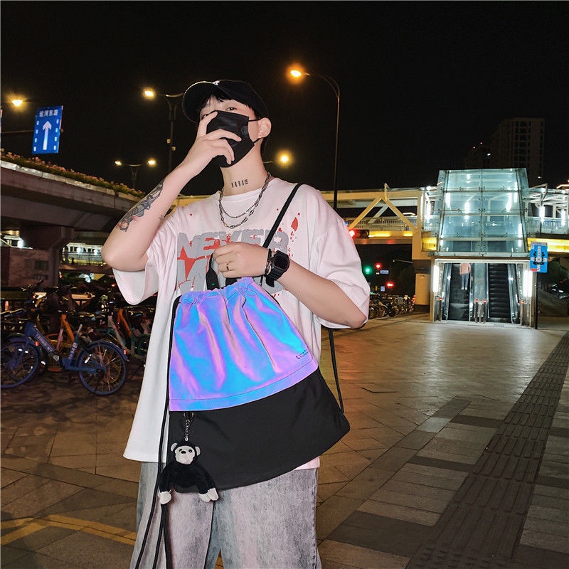 ☢✉▩Seraser Olahraga Bundel Saku Serut Ransel Siswa Wanita Perjalanan Luar Ruangan Ransel Tahan Air Ringan Sederhana Ransel Reflektif Pria