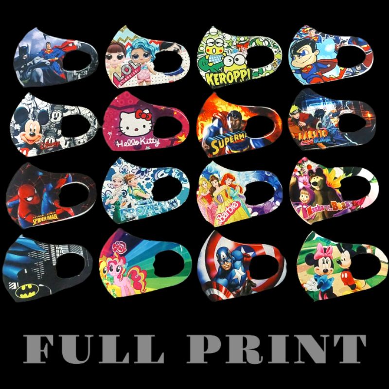 Masker Scuba Full Print Sublim Karacter Cewek Cowok