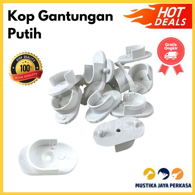Kop Gantungan Plastik Putih Bracket Pipa Gantung Lemari Penahan Murah stock ready