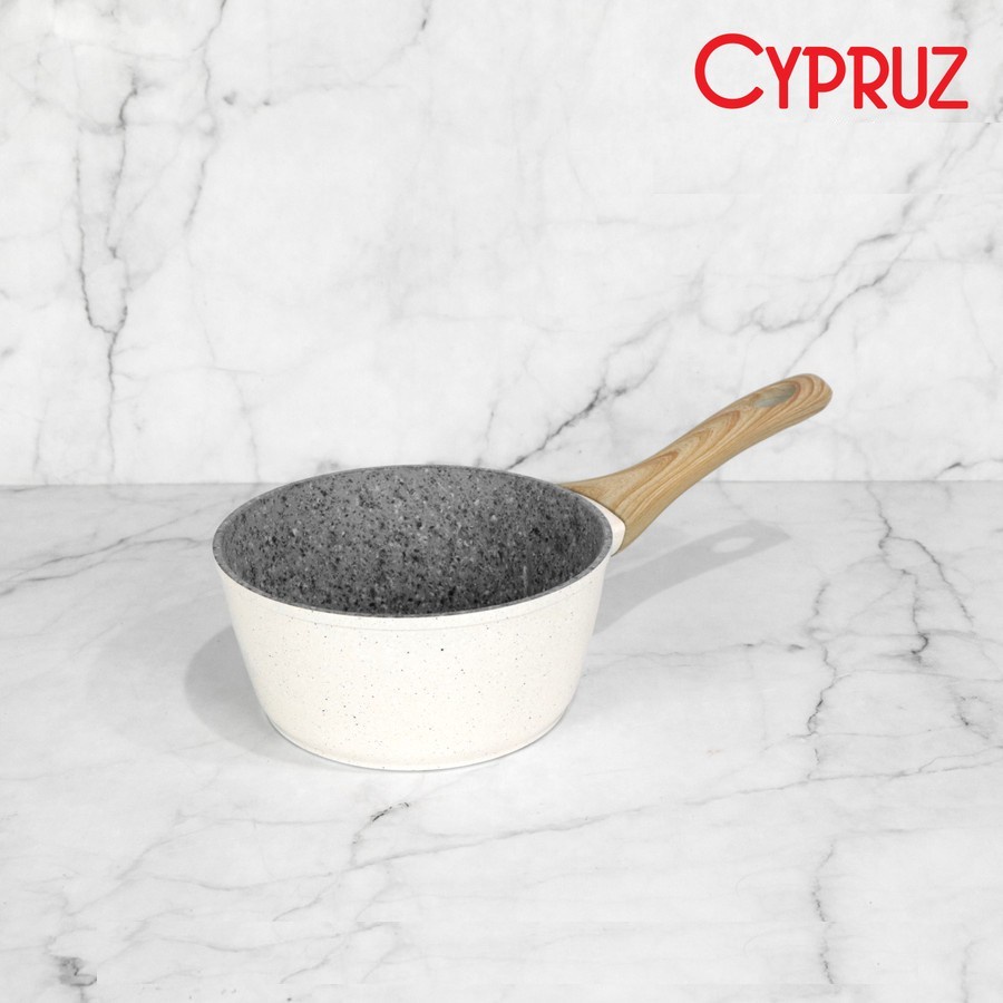 Panci Susu Induksi CYPRUZ SN-0292 Milk Sauce Pan 18 cm White Granite