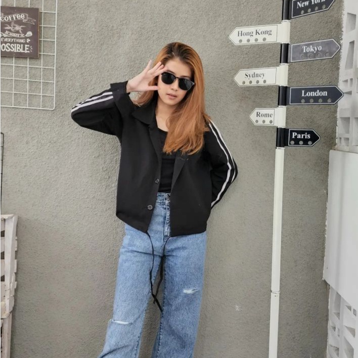 Sweater Kardigan JOJI JACKET Serut Pakaian Wanita Oversize Kekinian Fashion Ala Korean Kasual OOTD