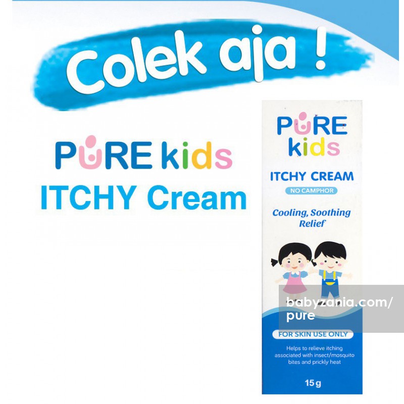 [bisa COD] PURE KIDS Itchy Cream 15gr | Krim Pereda Biang Keringat dan Gatal Alergi | Krim Pereda Gatal Digigit Nyamuk atau Serangga