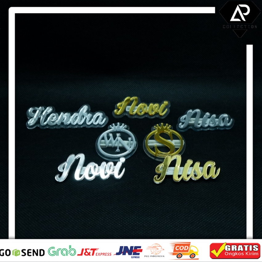Bros Hijab Custom Nama & Desain - Acrylic Custom Pin Bros Huruf Inisial Logo