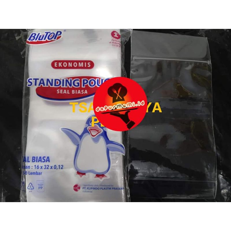 STANDING POUCH 16x32 BLUTOP BLUKING KLIP MERAH 1 pack isi 50 pcs