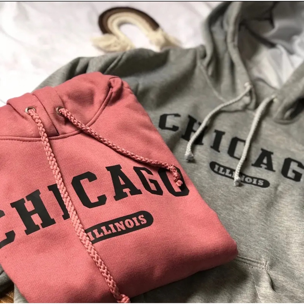 Sweaterpolos Hoodie Jumper CHICAGO ( Sablon ) Unisex Pria &amp; Wanita