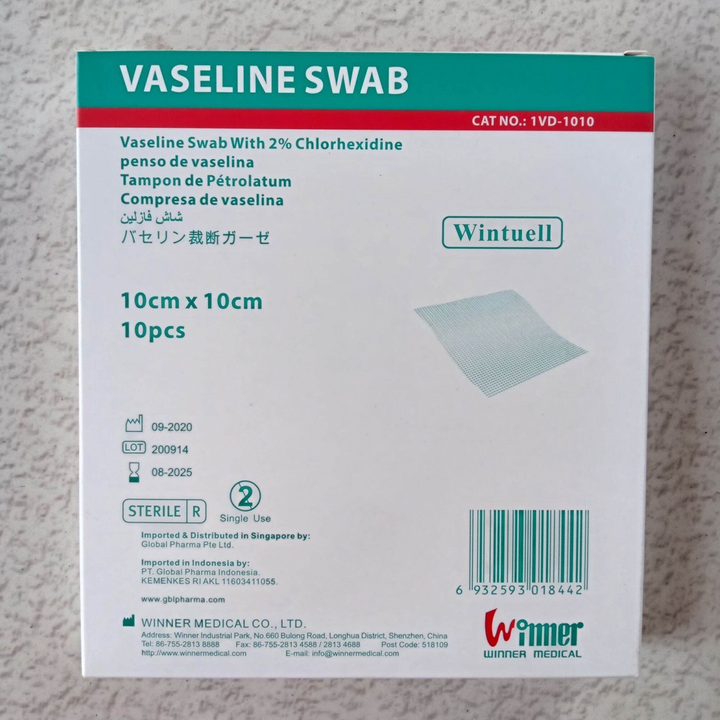 Vaseline Swab 10cm x 10cm / Kasa Steril Vaselin Sweb 10x10 / Plester Luka 10cmx10cm Perlembar