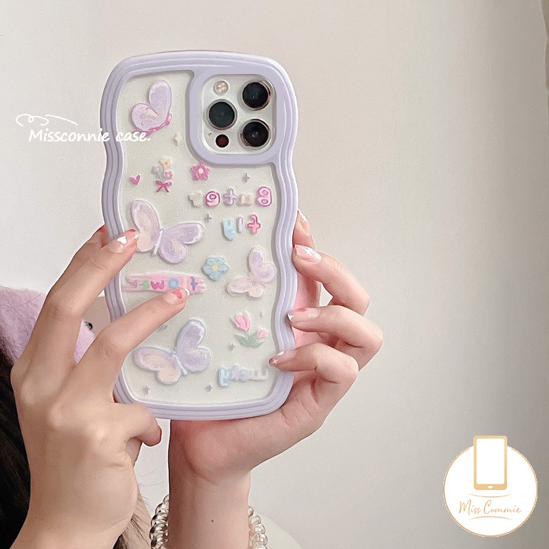 Redmi 9A 12C 10A 9T 10 10C 9a1 9C NFC 11T Redmi Note8 9 Note 10 11 Pro+Note 11s 10s Note 10 Pro Max Plus 9Pro M3 Pro X3 Fantasy Kartun Lucu Kupu Kupu Wavy Edge Soft Case Sarung