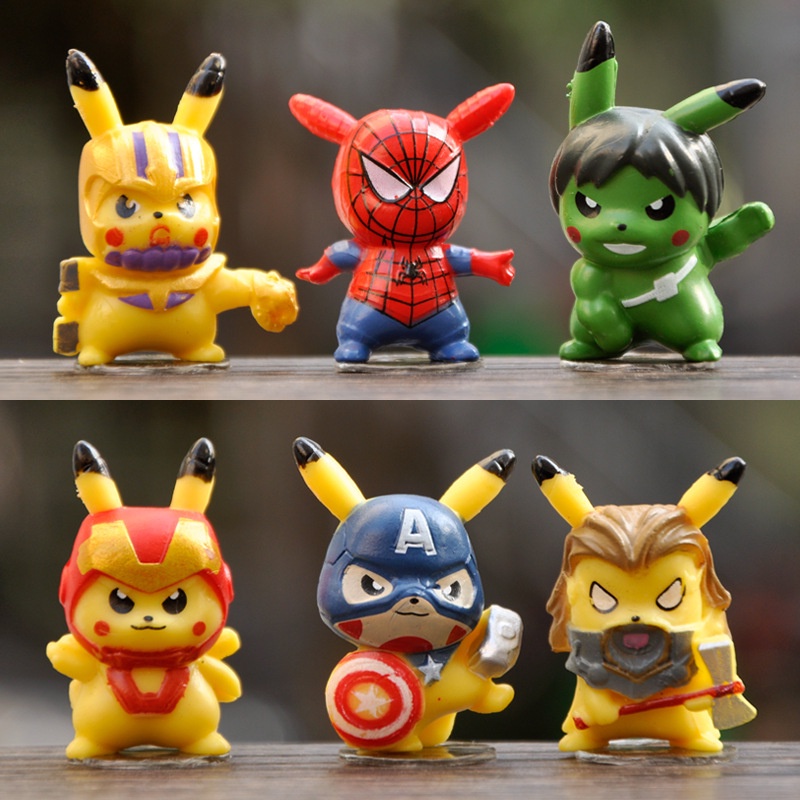 6pcs / Set Mainan Boneka Anime Pokemon TAKARA TOMY Pikachu Mini Untuk Hadiah Ulang Tahun Anak