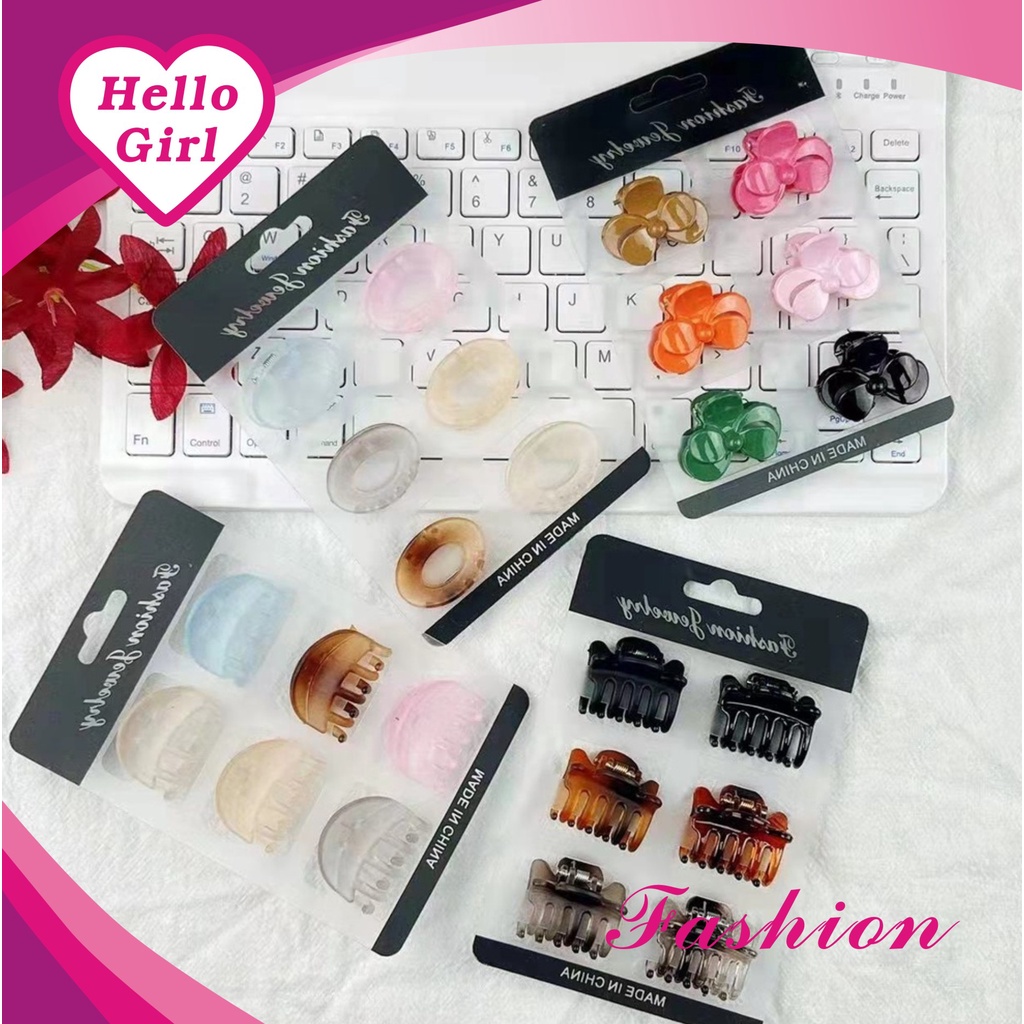 (Hello Girl)F95 6Pcs Set Jedai Rambut Wanita 3cm Women Hair Claw Gaya Korea Import