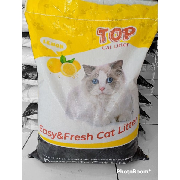 Pasir Kucing Top 25L Pasir Gumpal Aroma Lemon Grab Gojek