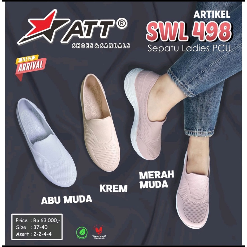 Sepatu Wanita ATT SWL 498 Karet Sneakers Anti Air Trendy