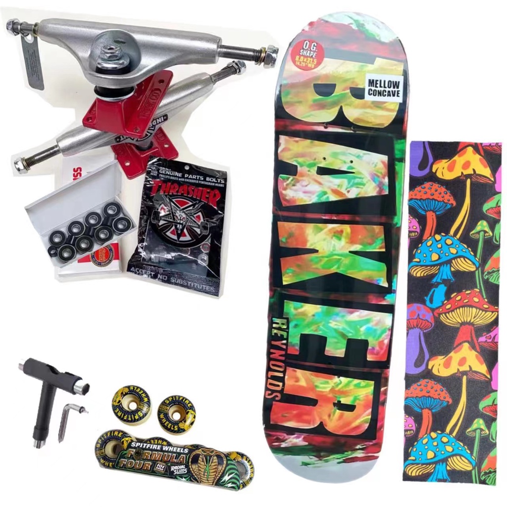 Set Roda skateboard 8 &quot;147&quot; / 5.25 &quot;Dengan grip Tape grizzly