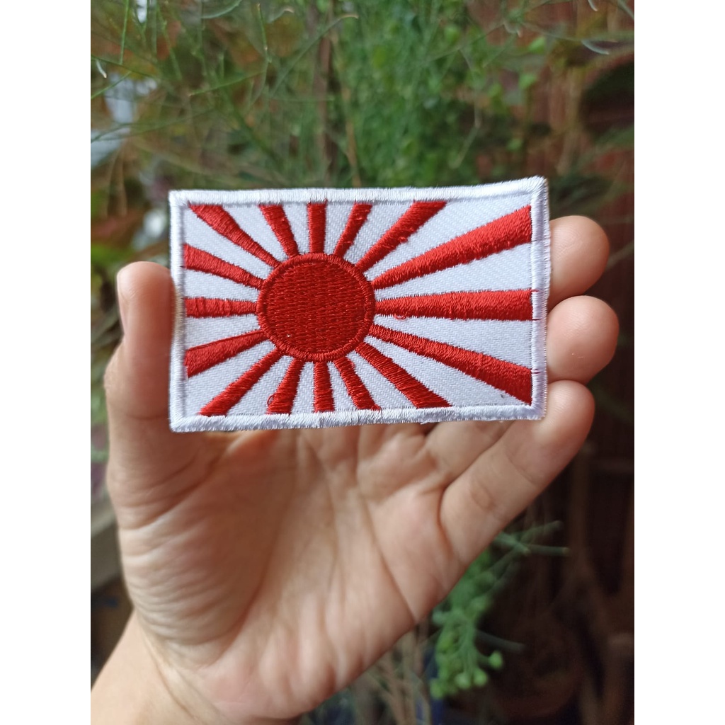 Emblem Patch Bordir Bendera Jepang Matahari Terbit Uk 7x4.5 Cm