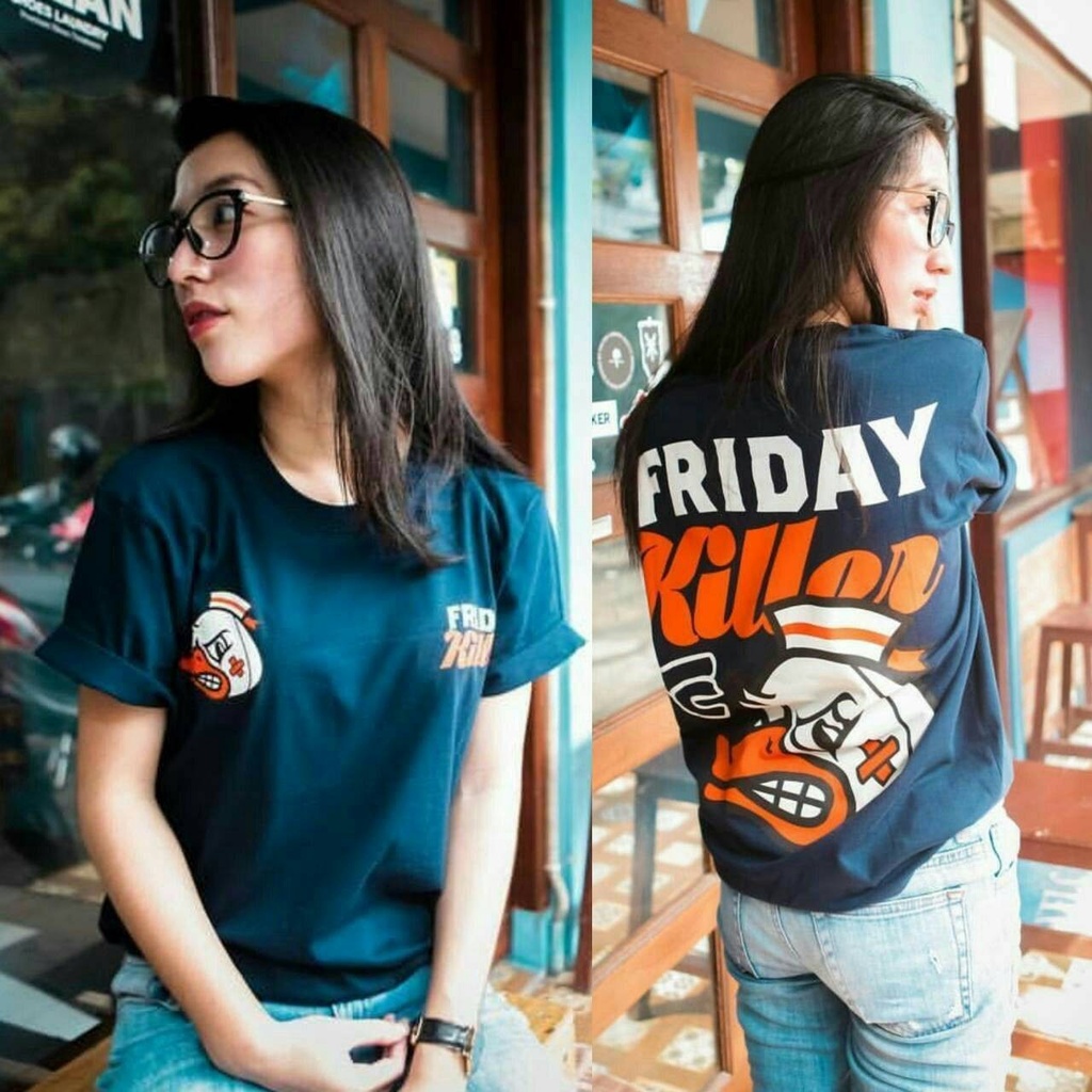 Kaos Distro Friday Killer Navy Bebek Goreng Lengan Pendek - Kaos Distro Bandung Murah