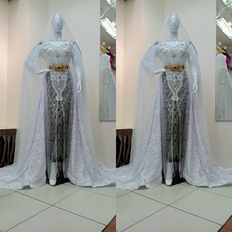 kebaya pengantin Sean dress atas bawah span belah ekor pisah)