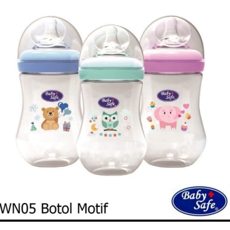 Baby Safe WN05 250ml Wide Neck / Botol susu Baby Safe Motif wideneck / Botol Susu Bayi Baby Safe Motif