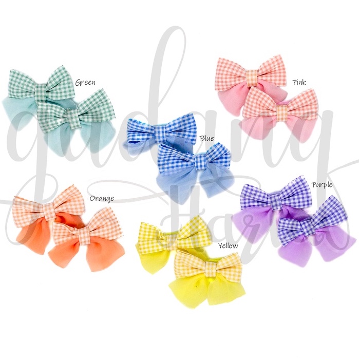 Jepit Rambut Mini Ribbon Check Lace Hairclip Motif PIta Renda Garis GH 213914