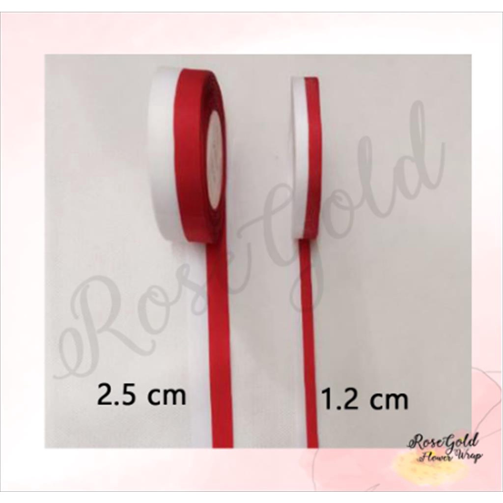

FLAG RIBBON SOLID COLOR / Pita Merah Putih Bendera Indonesia Kemerdekaan Kado Hampers Bouquet (PER METER)