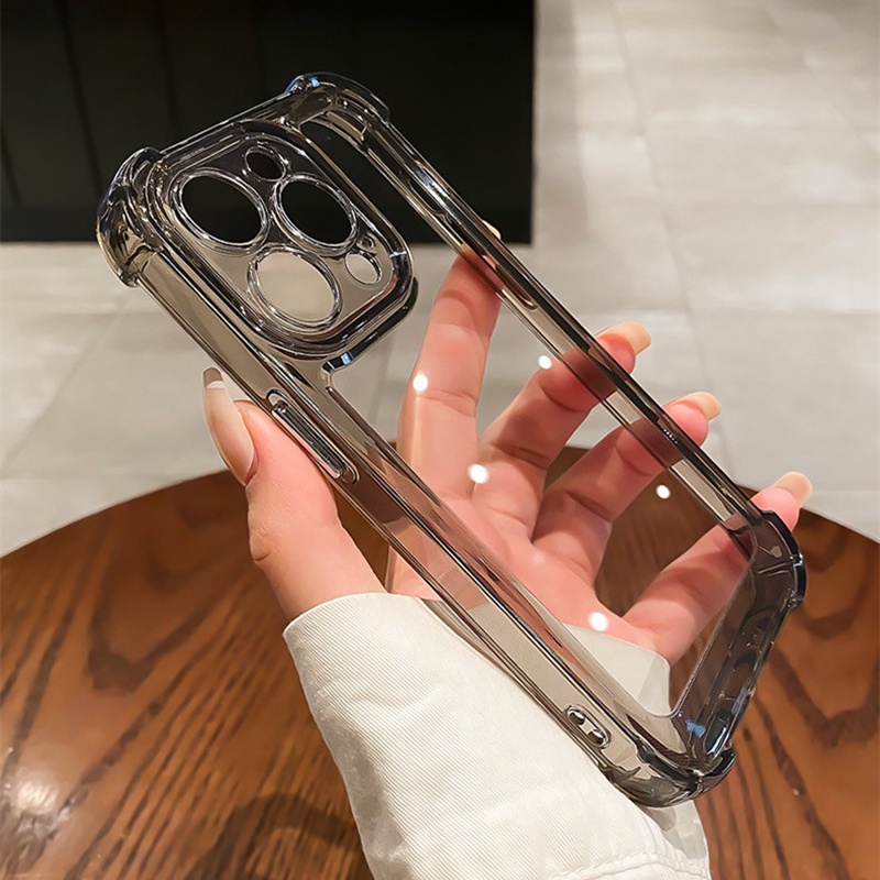 Hard case Pelindung Kamera shockproof Warna Ungu Transparan Untuk iphone 14 pro max 14 plus 12 11 13 pro max