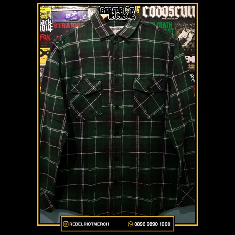 Flannel Lawless Jakarta - Double Trouble Green , not seringai