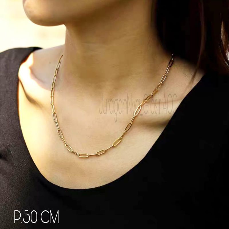 KALUNG TITANIUM MODEL TERBARU PAPERCLIP KEKINIAN MEWAH ANTI KARAT&amp;ANTI LUNTUR