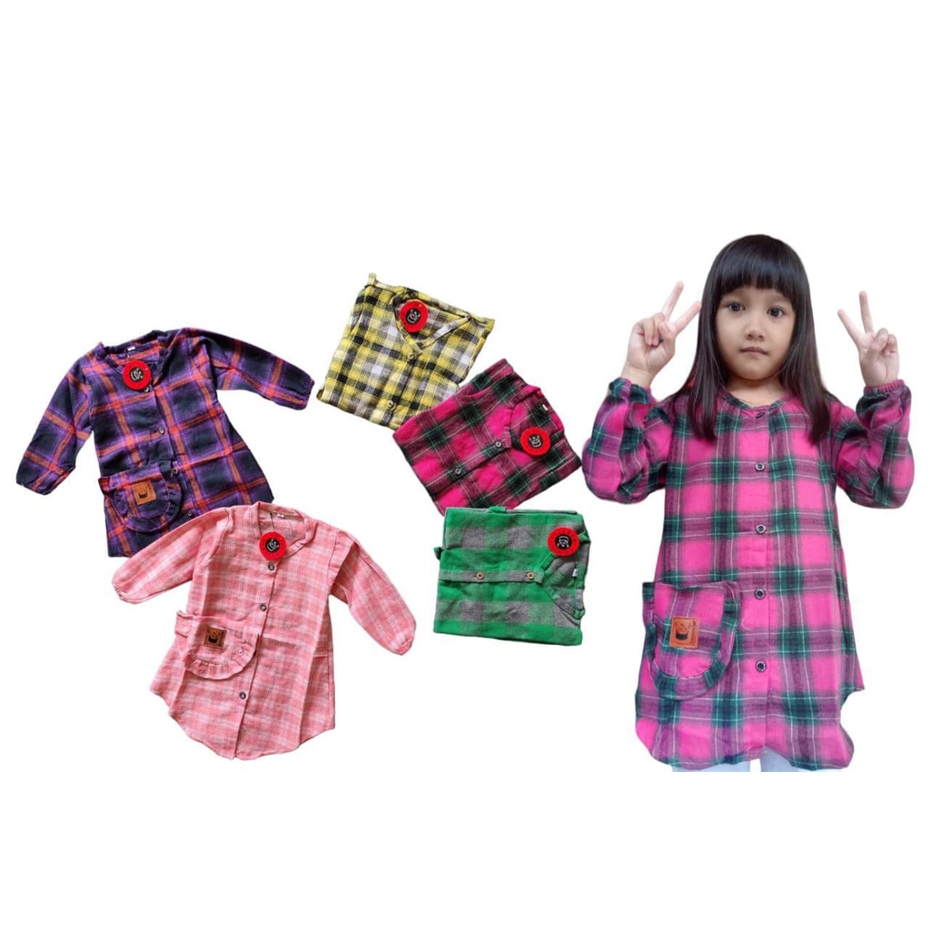Tunik Flanel Anak Perempuan 2-9 Tahun/Atasan Anak Perempuan/Baju Anak Perempuan