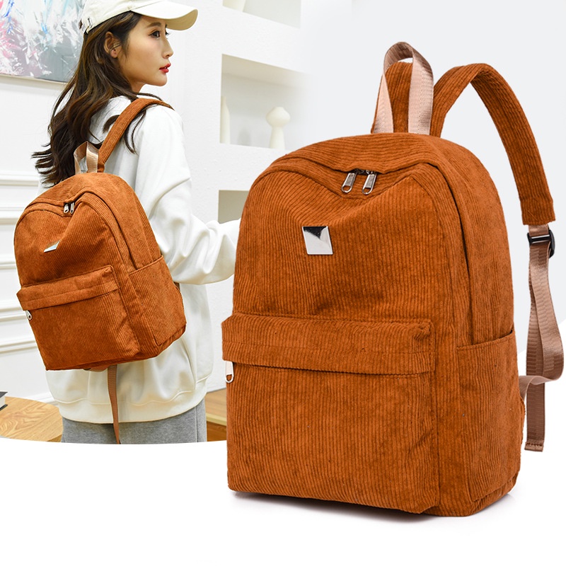 TAS RANSEL WANITA IMPORT BACKPACK BESAR CORDUROY COKLAT JESSIKA TA696B7 PREMIUM KOREA GENDONG PUNGGUNG SEKOLAH KULIAH KERJA REMAJA KEKINIAN FASHION BATAM