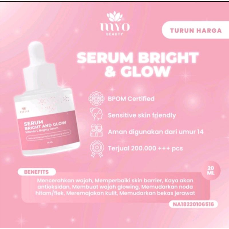 MYO SERUM BPOM / MAYRA SERUM BRIGHT &amp; GLOW BPOM NEW PACKAGING BOX | MYOBEAUTY Serum Vit C Whitening Glowing Viral 20ML Kemasan Baru| Serum Mayra
