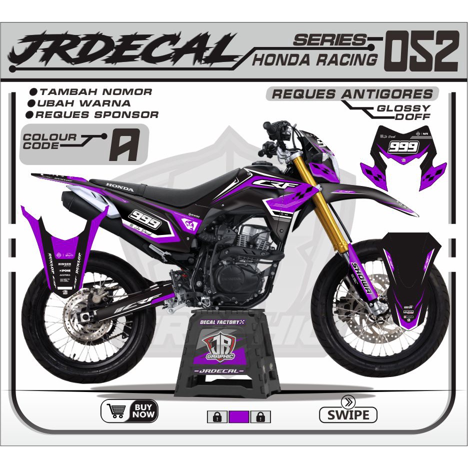 (BISA COD) DECAL STIKER CRF HITAM KEREN TERBARU - STIKER CRF SUPERMOTO - DECAL CRF 150L SUPERMOTO HI