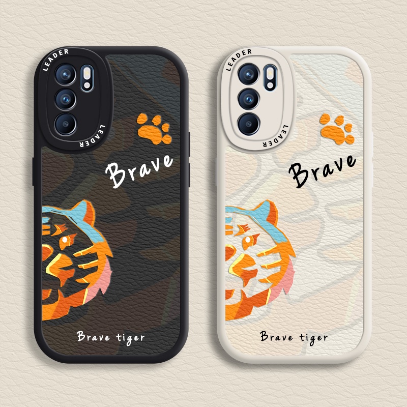 Case OPPO Untuk A3s A5s A9 2020 A11K A12 A15 A16 A31 A33 A52 A54 A57 A74 A76 A92 A95 A96 Warna Kontras Graffiti Brave Tiger Soft Casing F9 F11 Reno 4 5 6 7Z