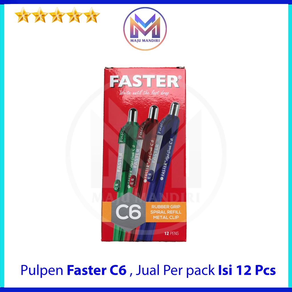 

Pen Faster C6 Cetek / Pulpen Cetik / Ballpen Faster 0.5mm Hitam Biru