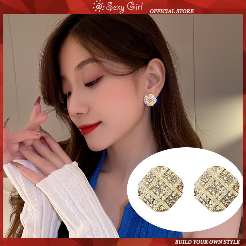 Anting Stud 925 Silver Hias Berlian Gaya Korea Untuk Perempuan