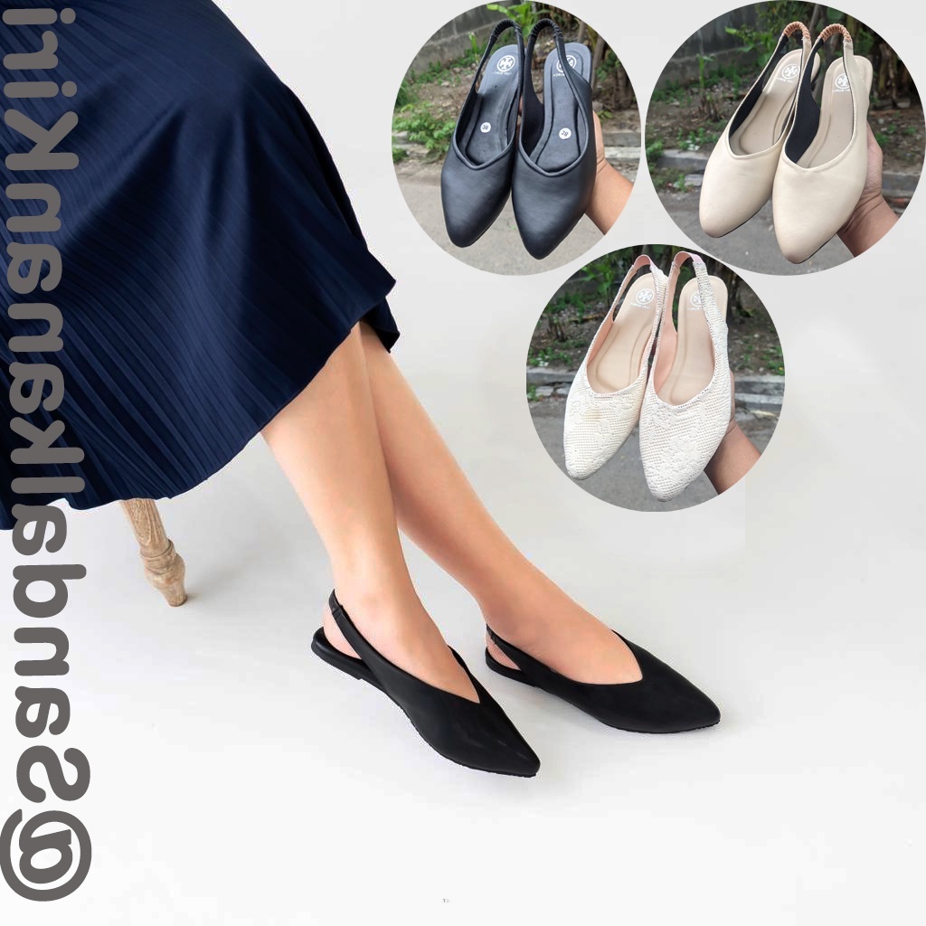 Mules Stiletto - Sepatu Wanita Terbaru Flat Tali Sepatu Cewek Kekinian Sepatu Kerja Sepatu Pesta Murah Best Seller