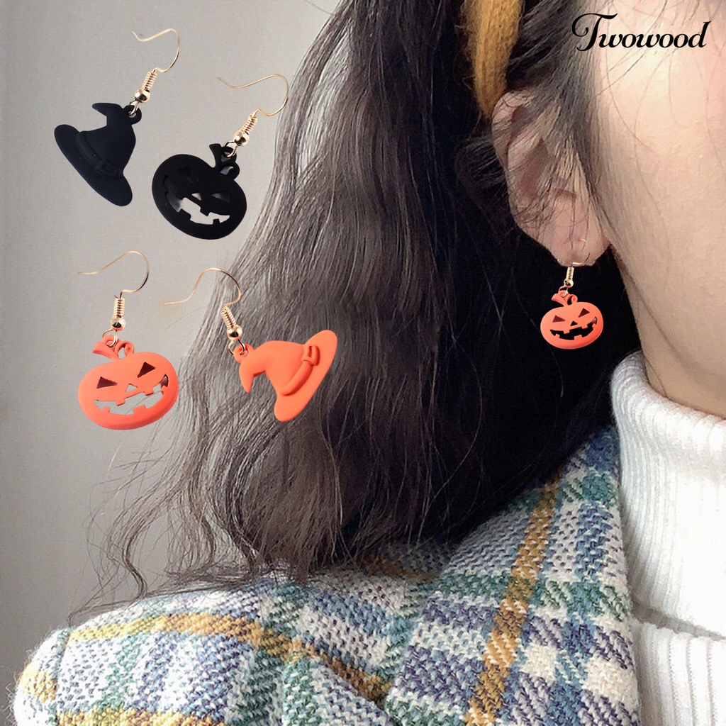 1 Pasang Anting Desain Ilustrasi Halloween Bahan Alloy