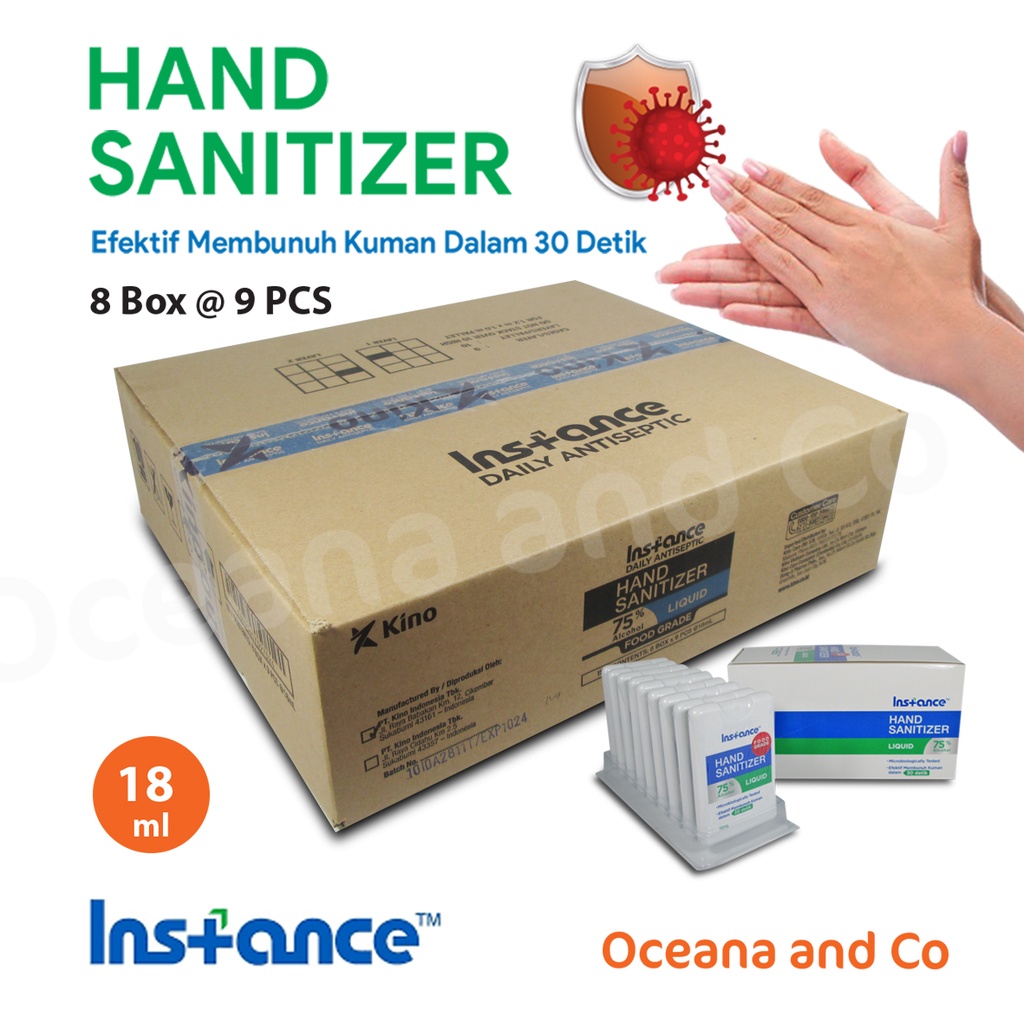 Instance Hand sanitiser pocket spray 18ml 1 DUS/KOTAK ISI 9 MURAH