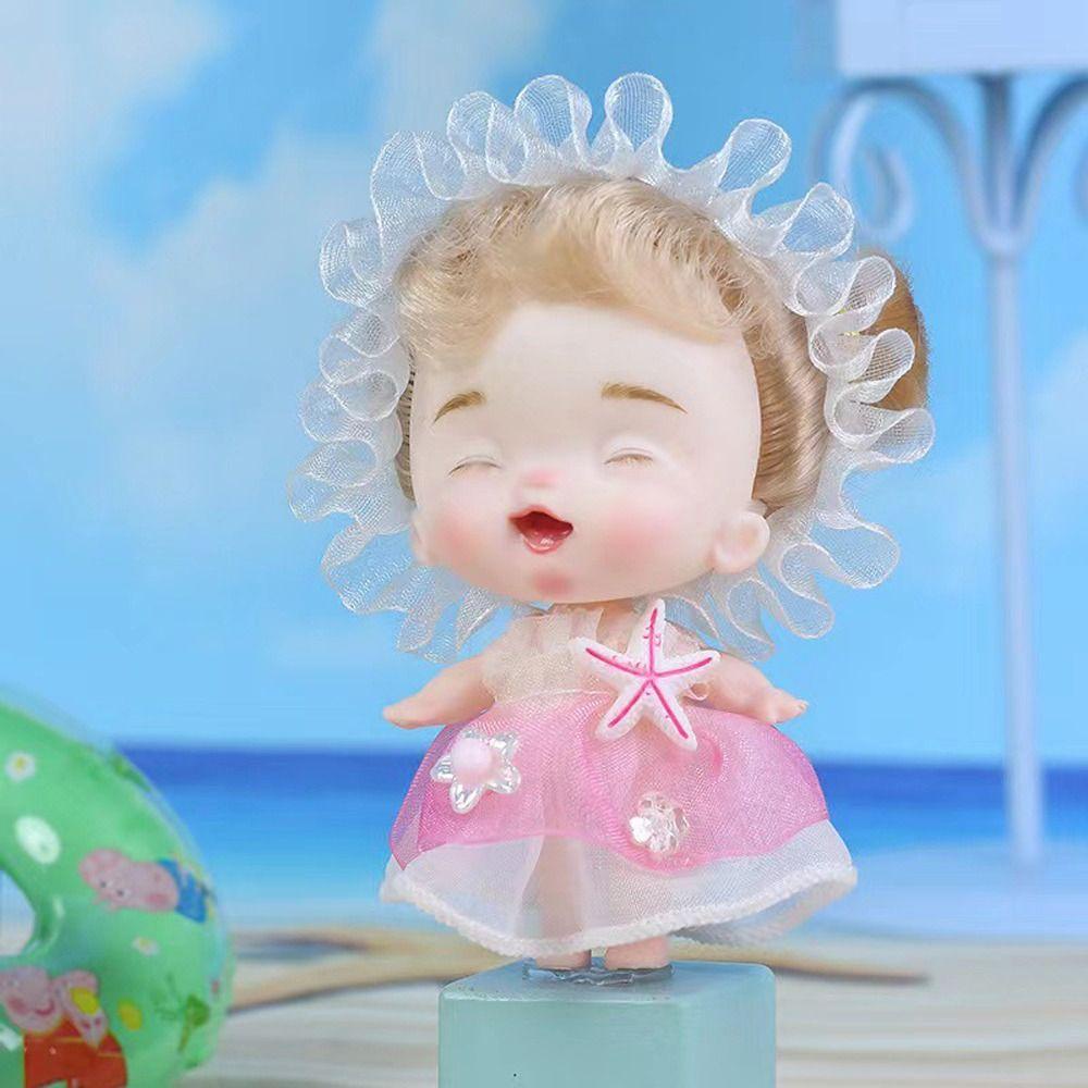 Mxbeauty Boneka BJD Mini Pakaian Fashion 12 cm Keriting Wig Hadiah Ulang Tahun Furnishing Artikel Dress Up Anak Menutup Mata Gadis Figure Mainan Action