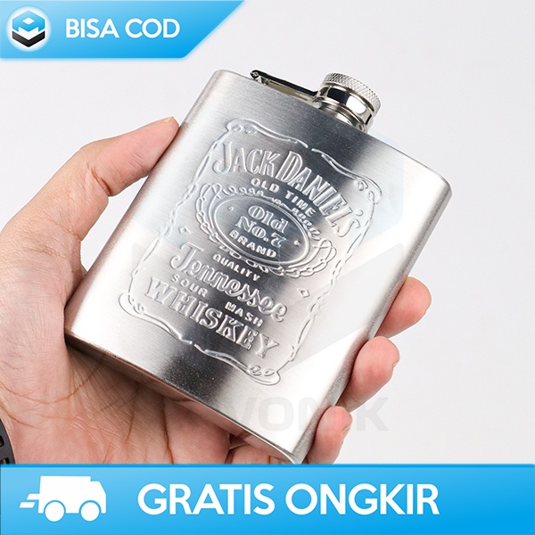 HIP FLASK STAINLESS STEEL ANTI KARAT BOTOL ARAK WINE BIR RETRO 7 OZ